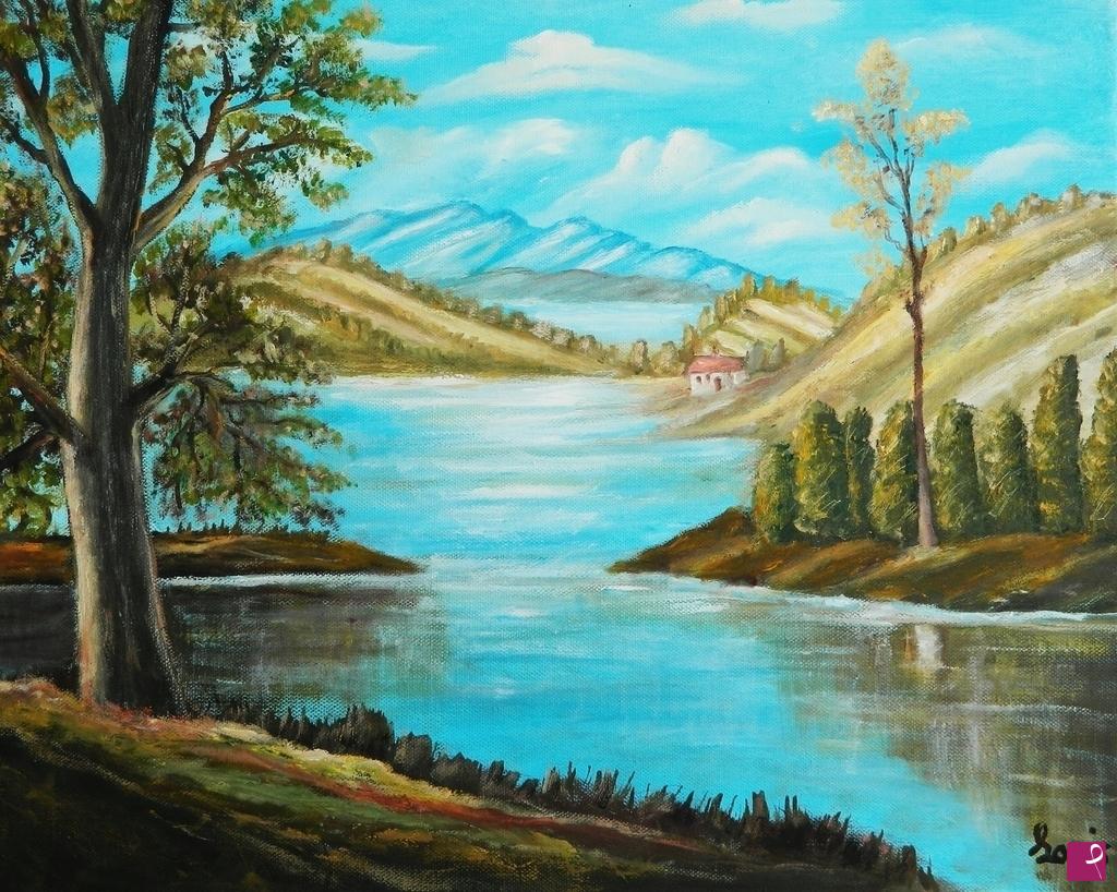 quadri in vendita online - Il lago sui colli