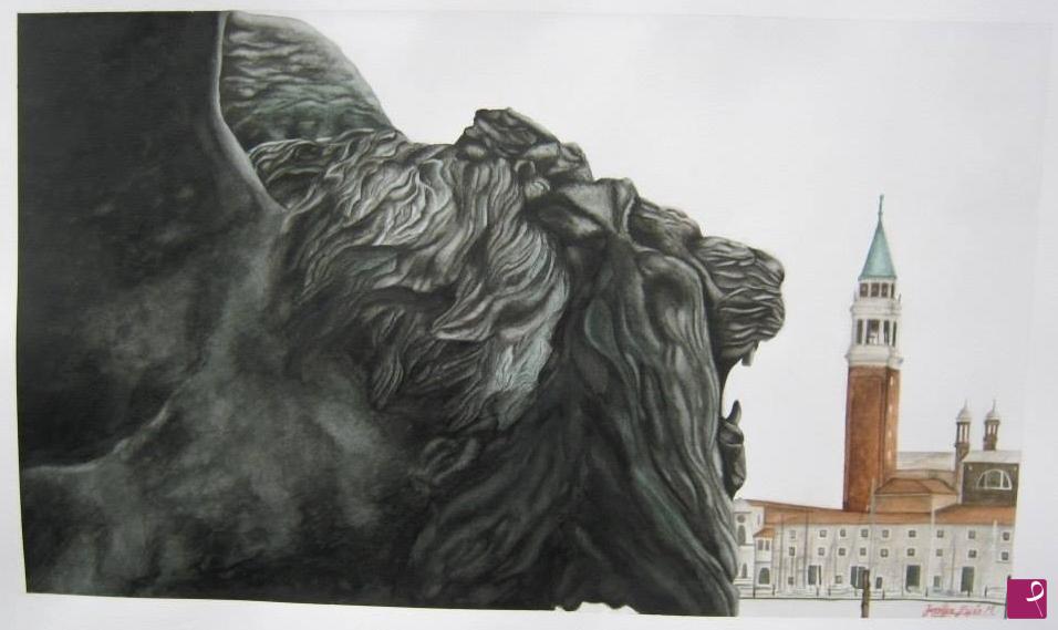 quadri in vendita online - Il Leone di San Marco e l'Isola di San Giorgio, Venezia.