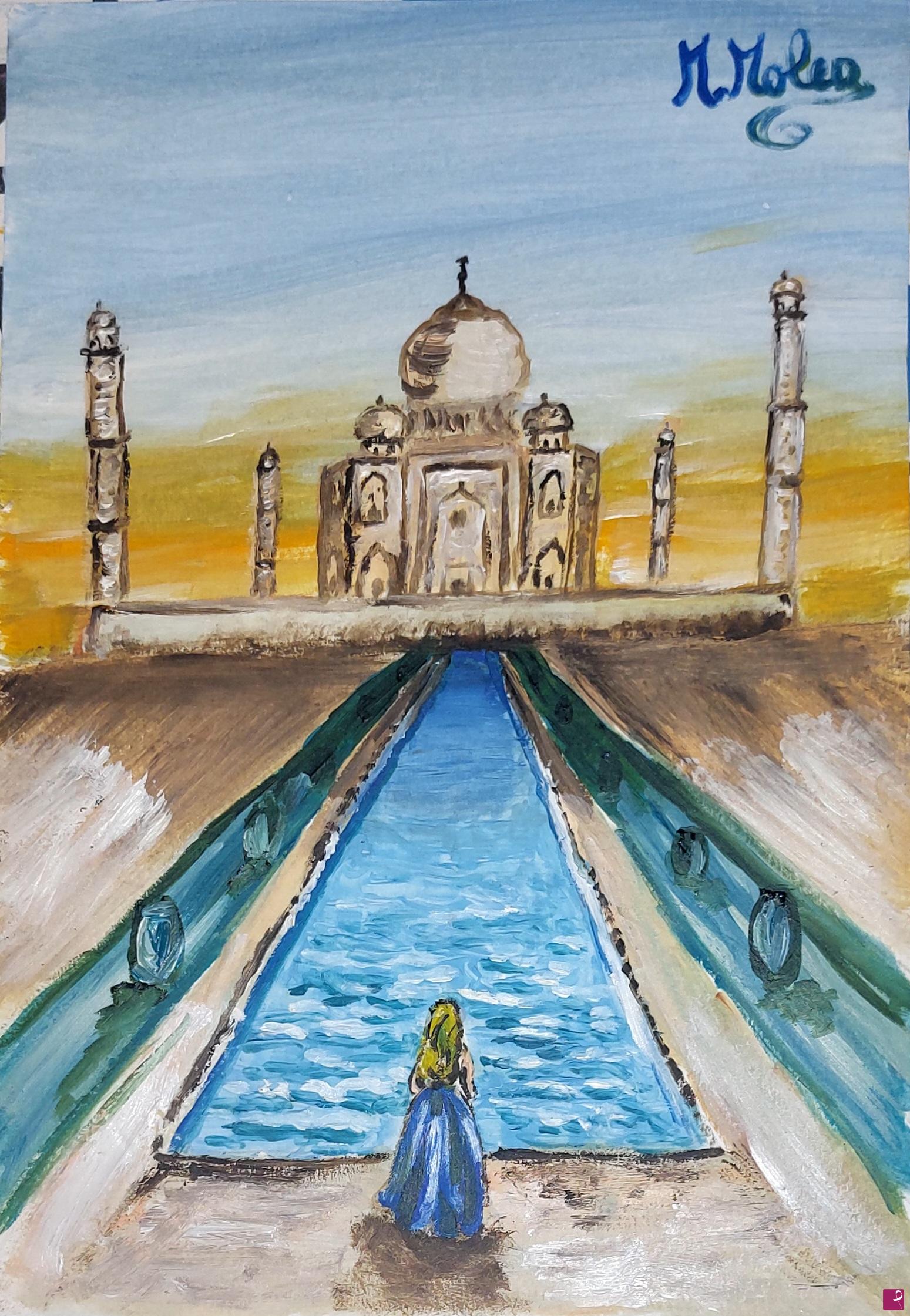 quadri in vendita online - Il mausoleo di Taj Mahal in India 