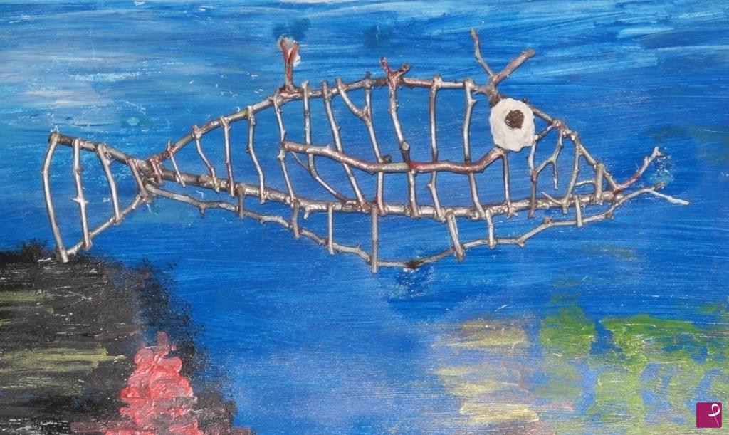 quadri in vendita online - il mio pesce.......legnetti del nonno