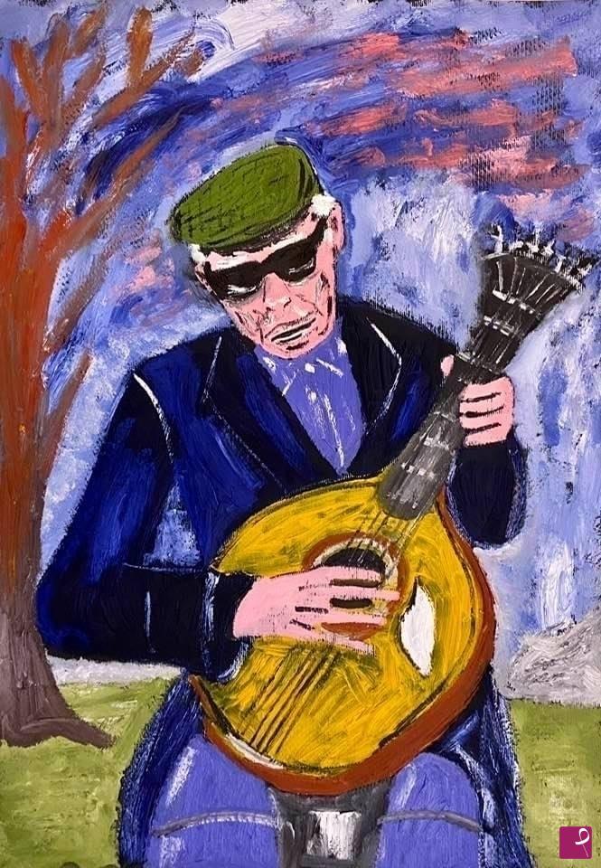 quadri in vendita online - Il musicista cieco 