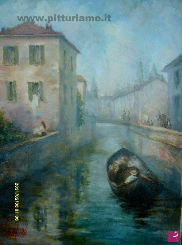 quadri in vendita online - Il naviglio in San Damiano