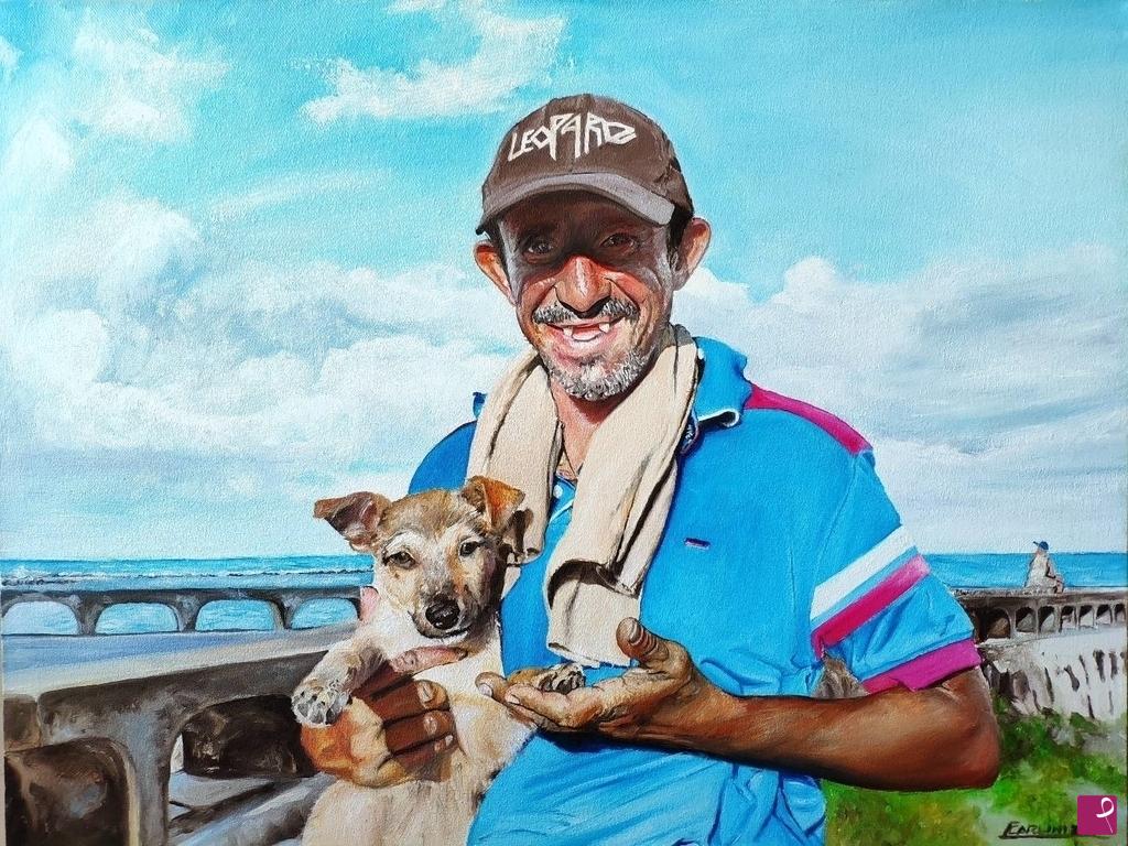 quadri in vendita online - Il parcheggiatore della spiaggia (Brasile)