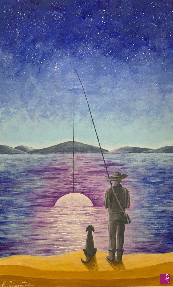 quadri in vendita online - Il pescatore di luna