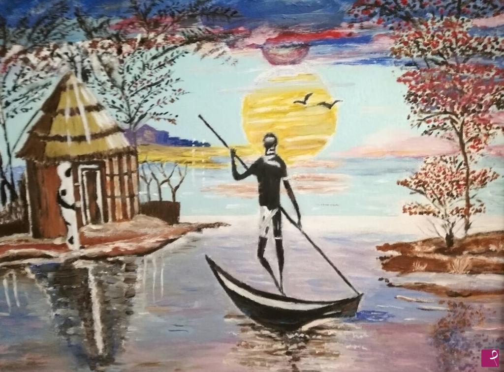 quadri in vendita online - Il pescatore indigeno