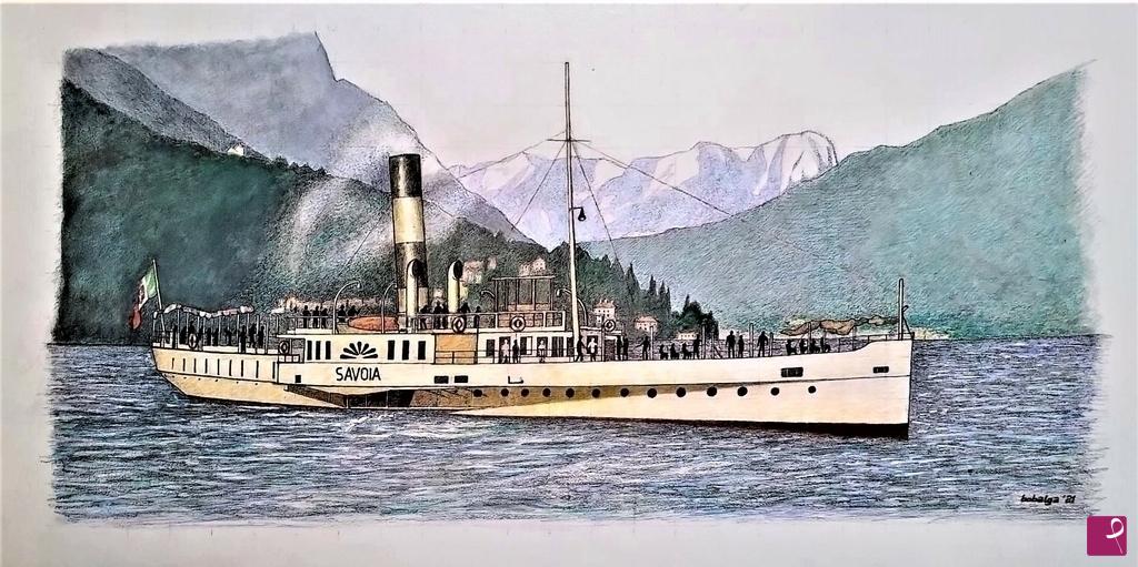 quadri in vendita online - Il Piroscafo Savoia sul Lago di Como
