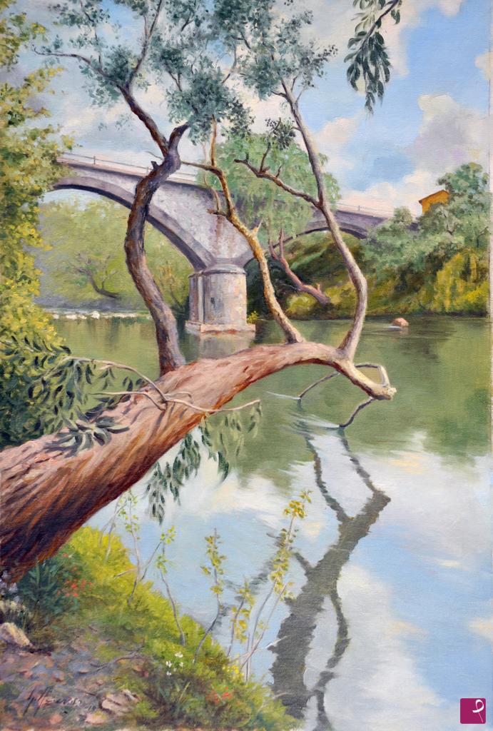 quadri in vendita online - Il ponte sul fiume Volturno
