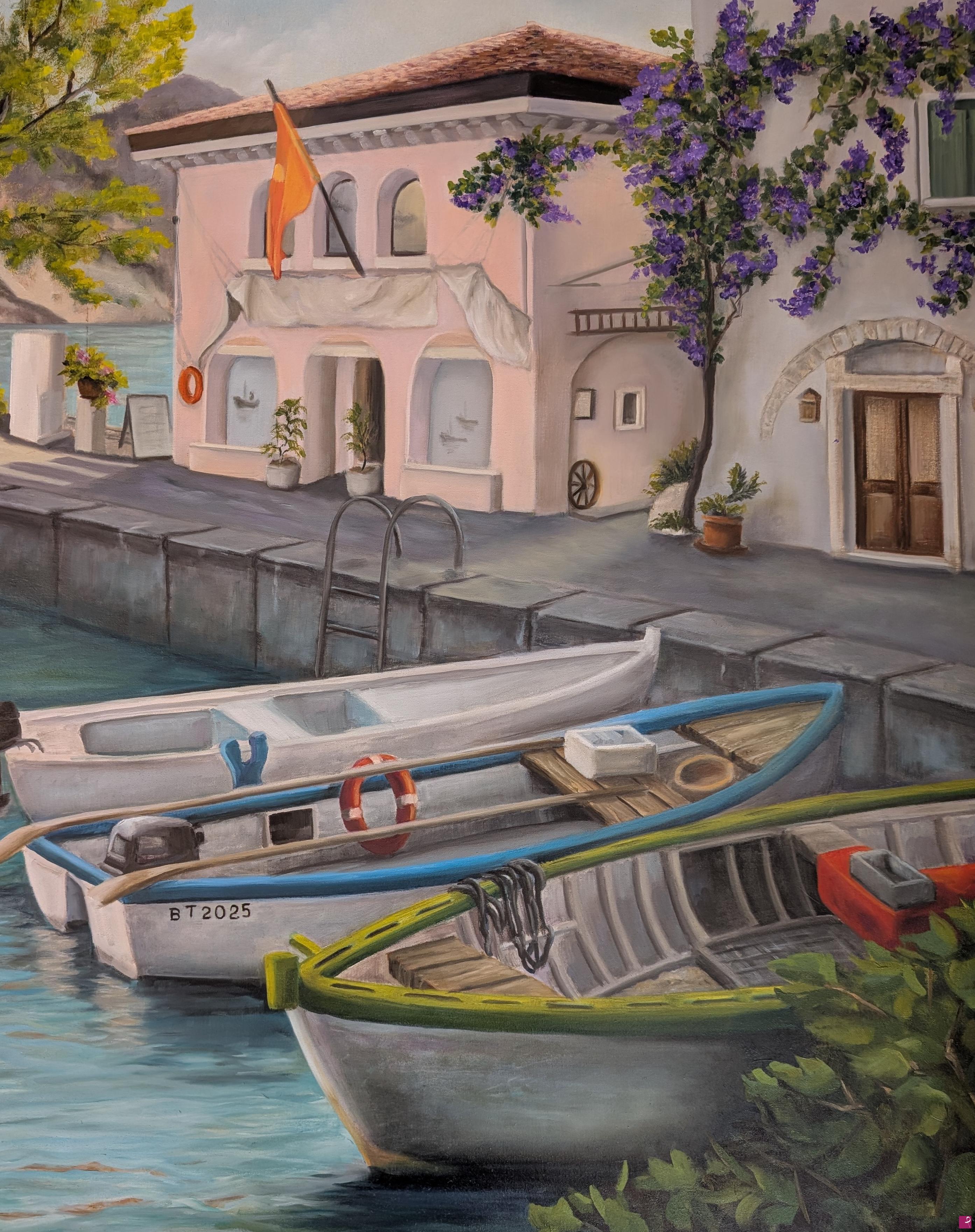 quadri in vendita online - Il porticciolo di Cassone di Malcesine