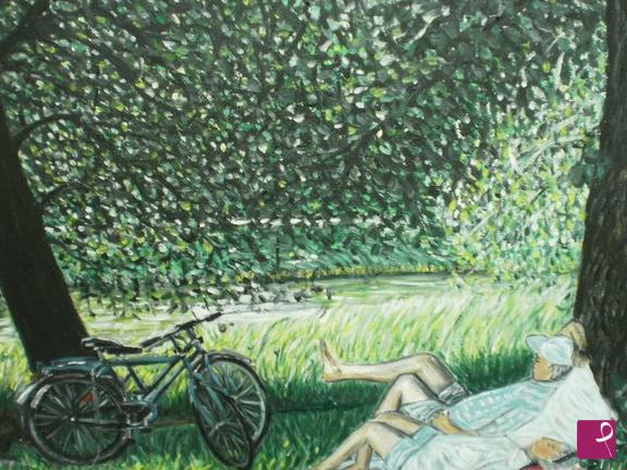 quadri in vendita online - Il riposo sotto agli alberi