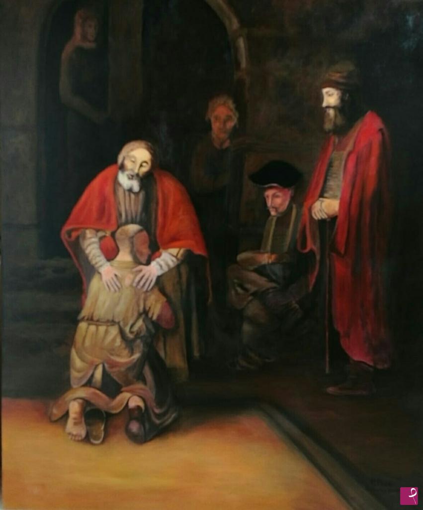 quadri in vendita online - Il ritorno del figliol prodigo ( omaggio a Rembrandt)