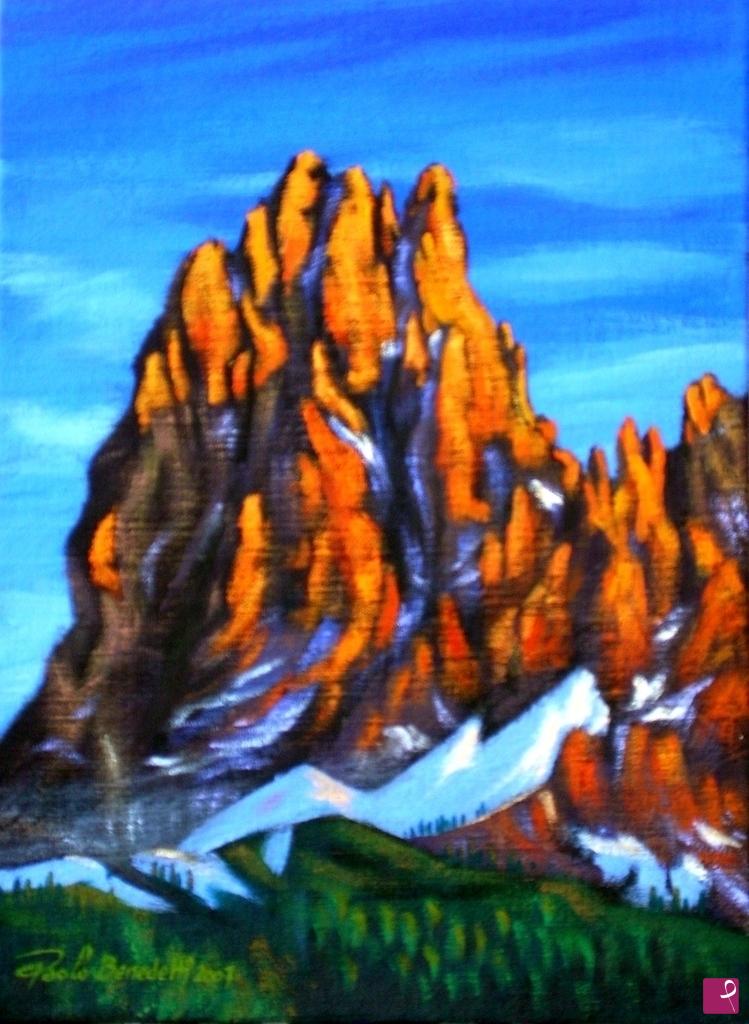 quadri in vendita online - Il Sassolungo al tramonto (Dolomiti)