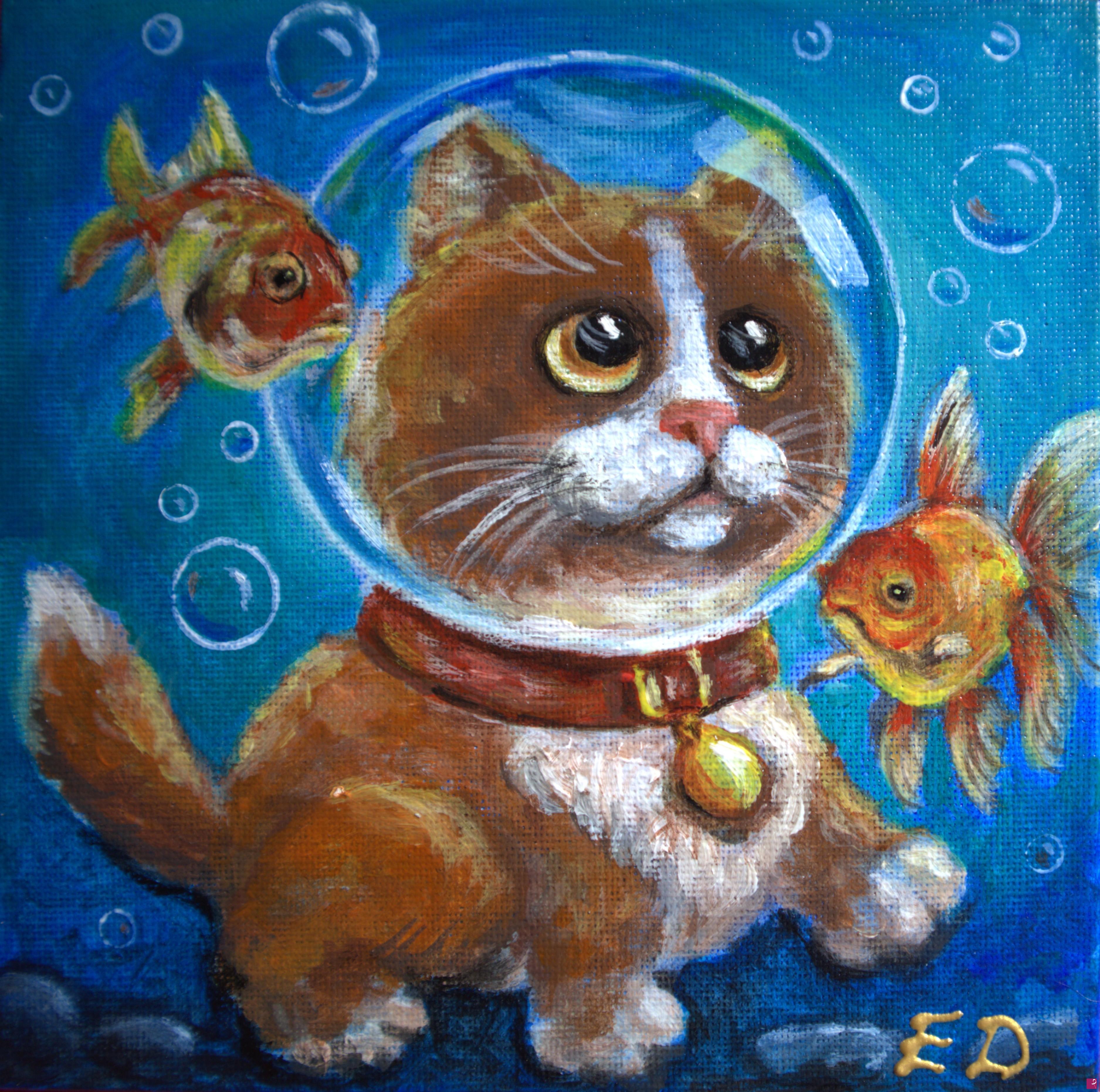 quadri in vendita online - Il segno Zodiacale "Gatto-Pesci"