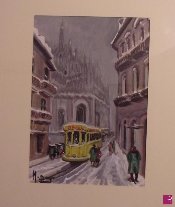 quadri in vendita online - Il Tram in Piazza Duomo