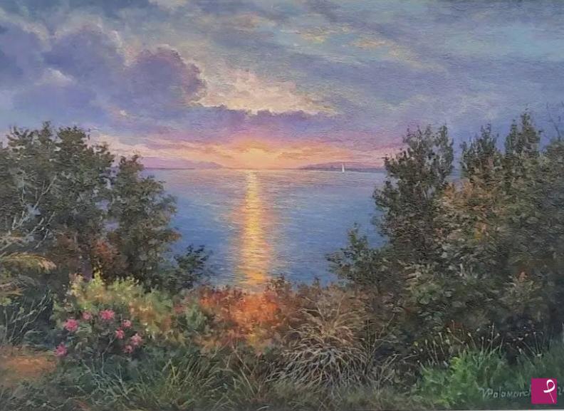 quadri in vendita online - Il tramonto sul mare. 