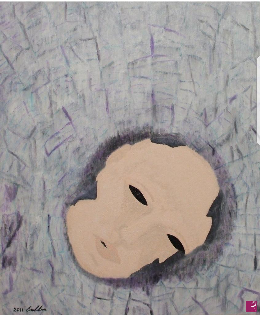 quadri in vendita online - Illusion.     La speranza nel futuro, l'illusione del progresso. Una maschera spezzata  su un presente di sofferenza in un vortice senza fine.