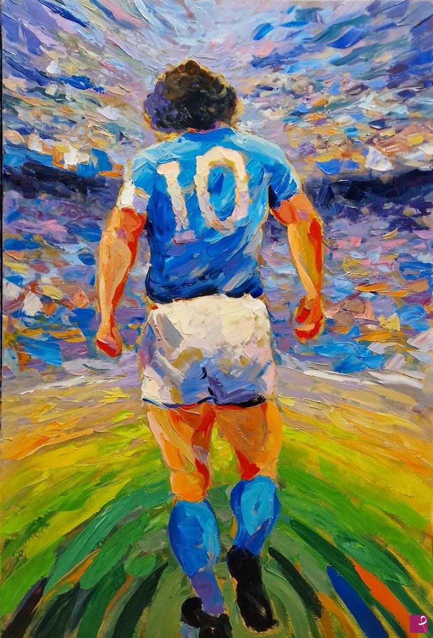 quadri in vendita online - Impressionismo pop: Maradona, l'infinito alle spalle!
