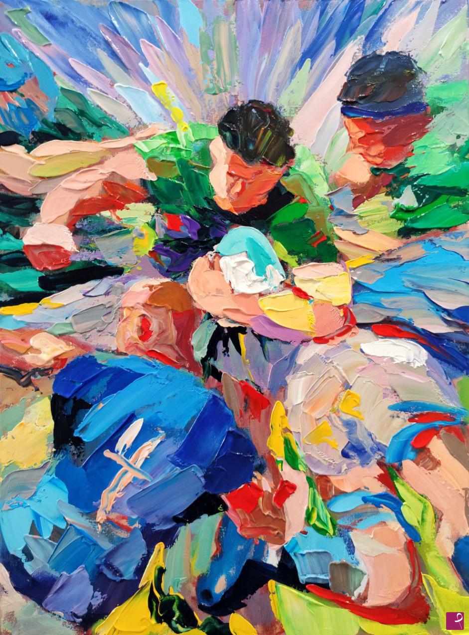 quadri in vendita online - impressionismo pop; rugby.