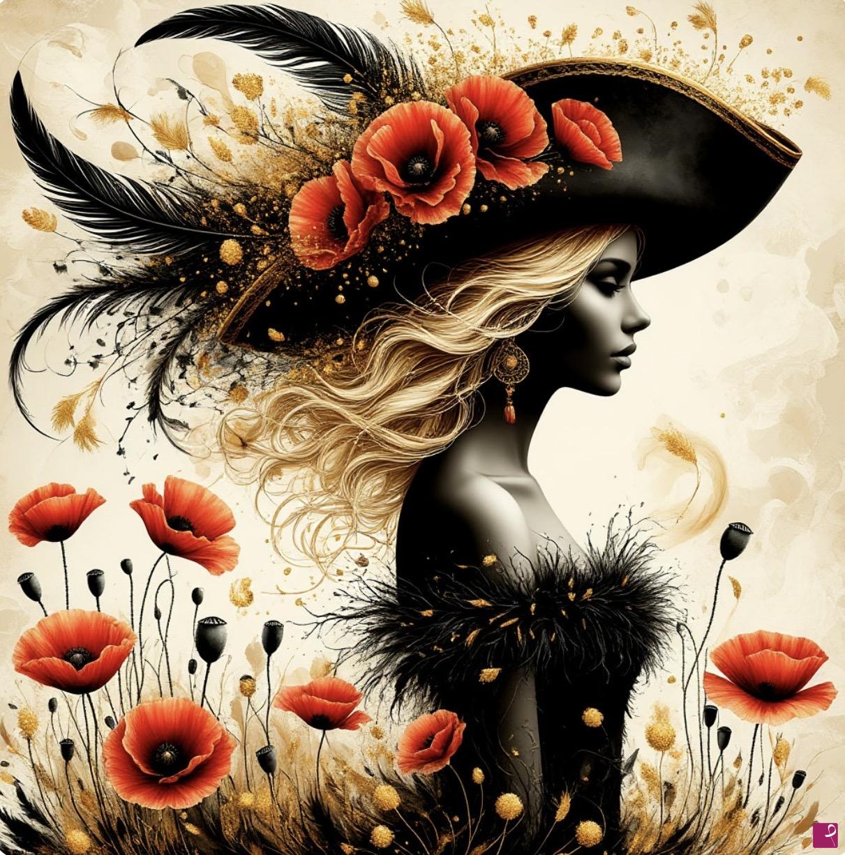 quadri in vendita online - In a poppy field of flowers