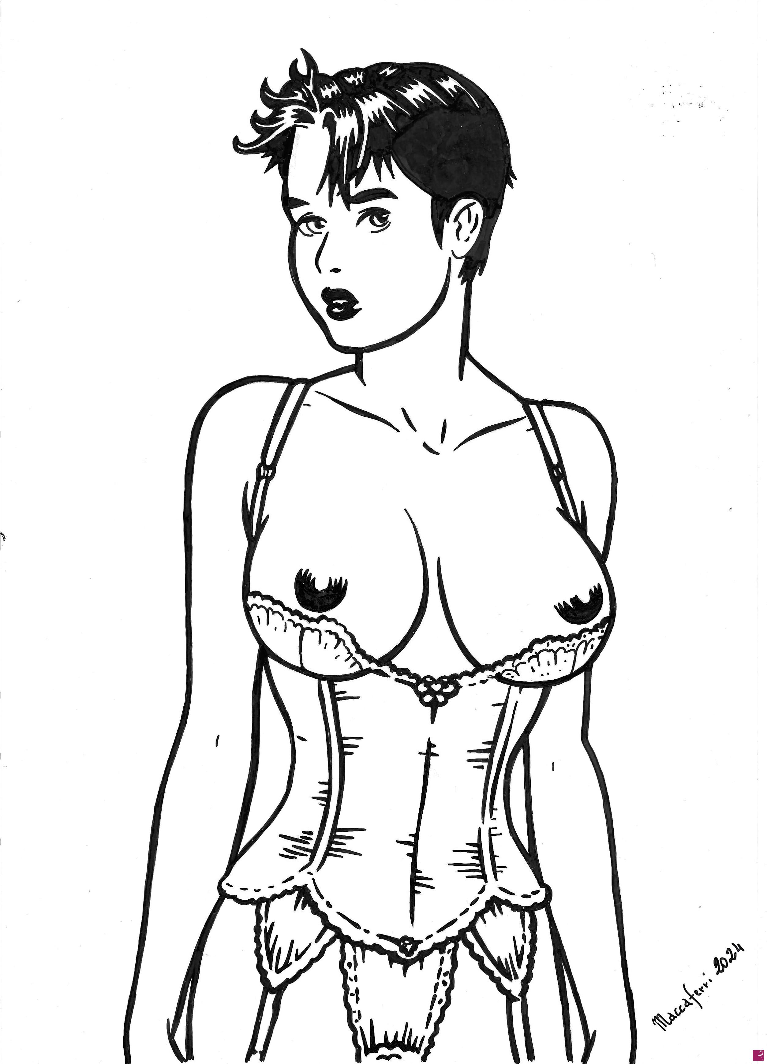 quadri in vendita online - In lingerie col seno fuori