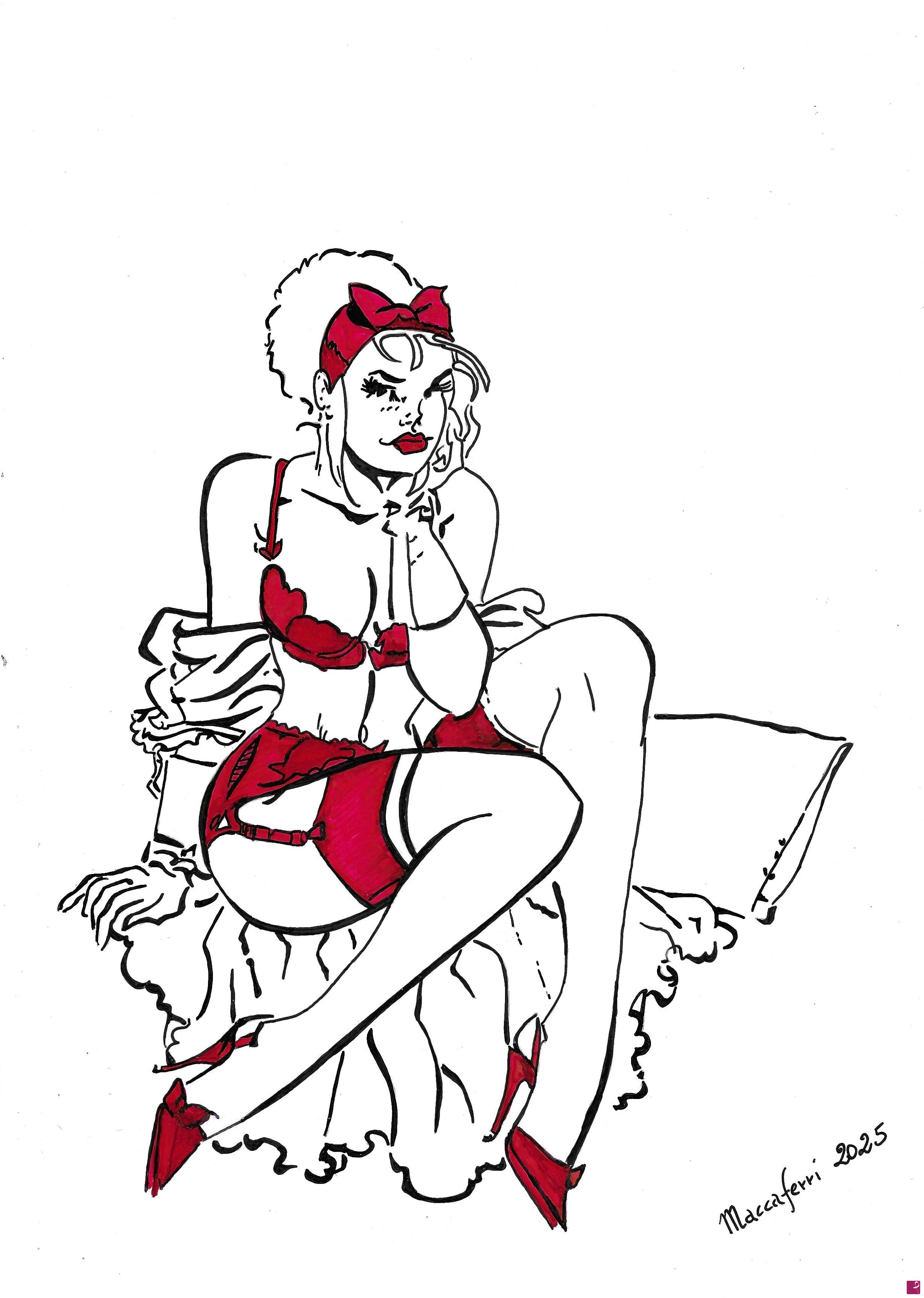quadri in vendita online - In lingerie rossa