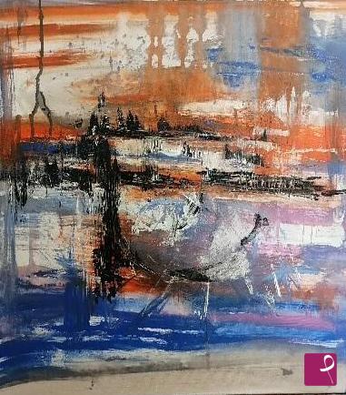 quadri in vendita online - In lontananza nella.. Pezzo unico originale dipinto su tela Lovisi Valter 60 x 60