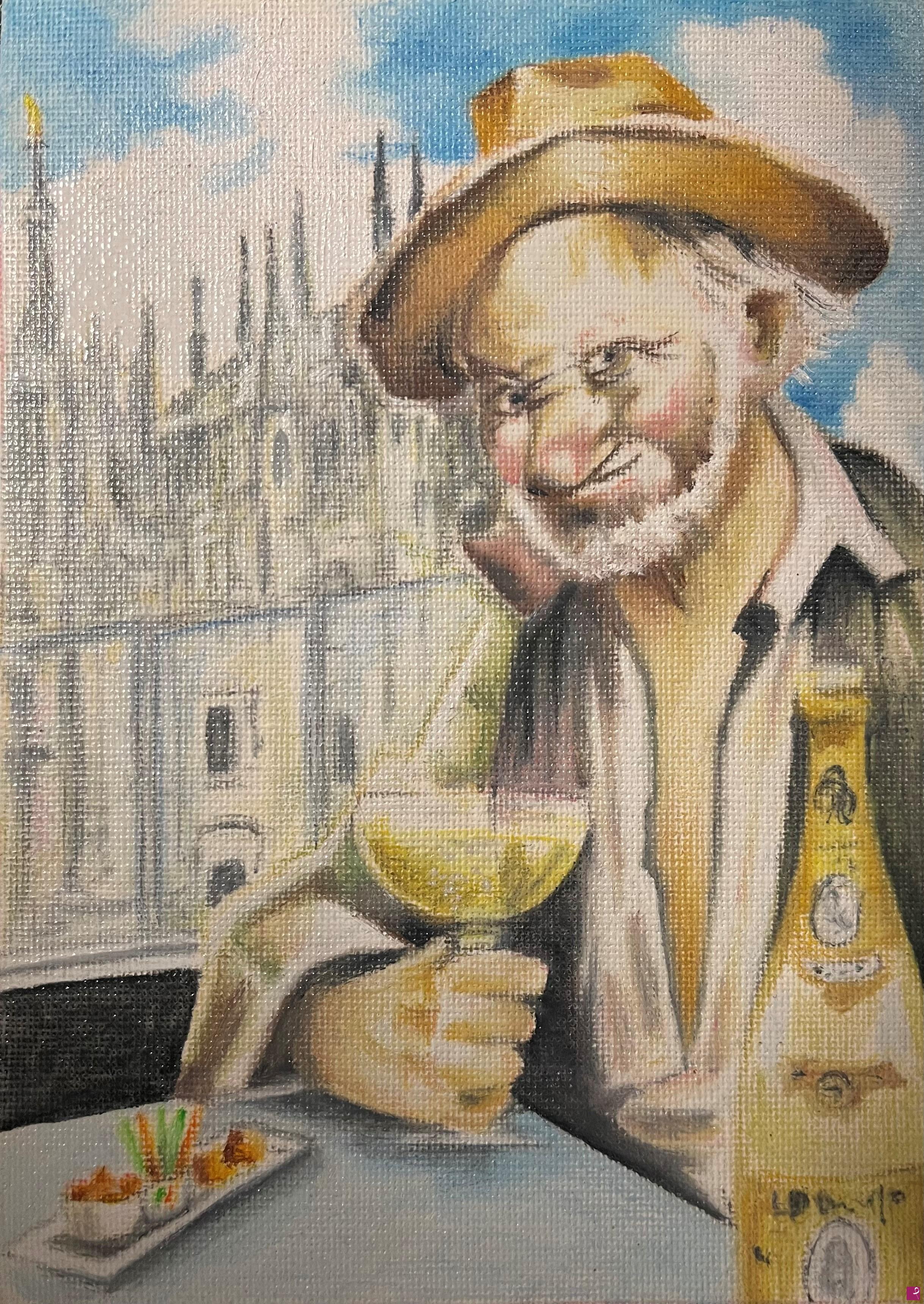 quadri in vendita online - In Milan, the aperitif on terrace is a social, historical and cultural issue   . Cit. il bevitore , Gianbattista De Curtis