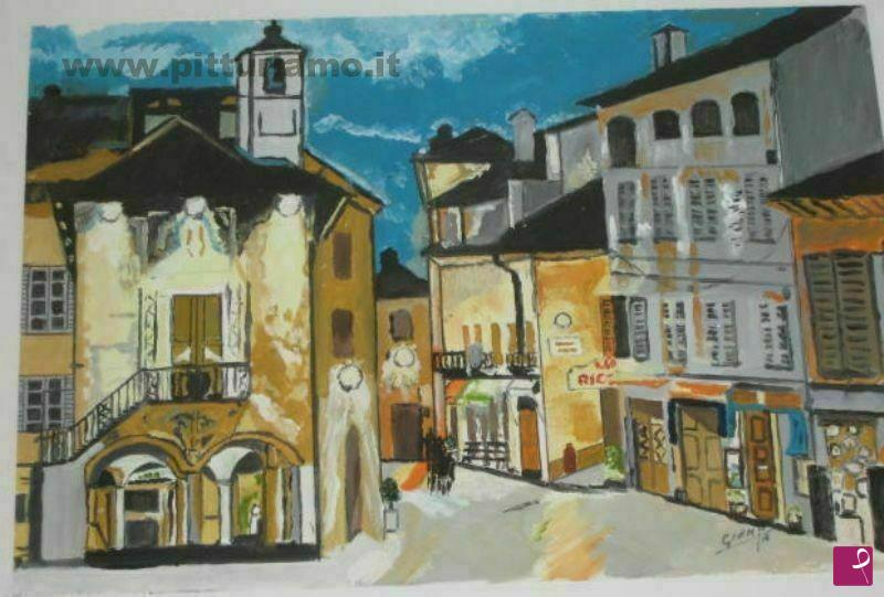 quadri in vendita online - In piazza a Orta San Giulio