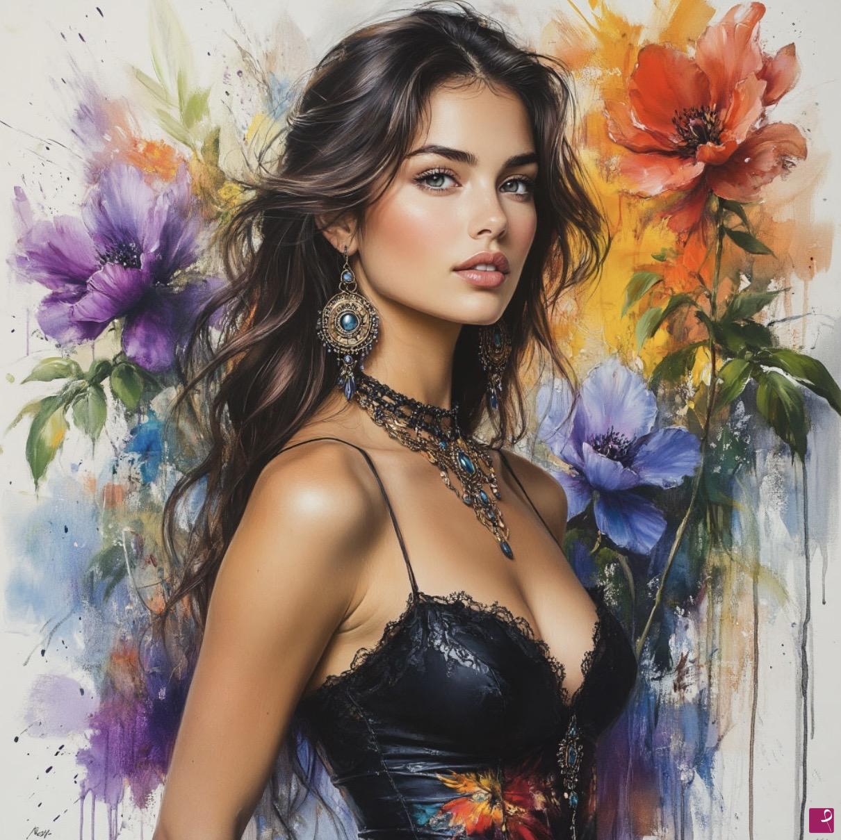 quadri in vendita online - In the flower garden