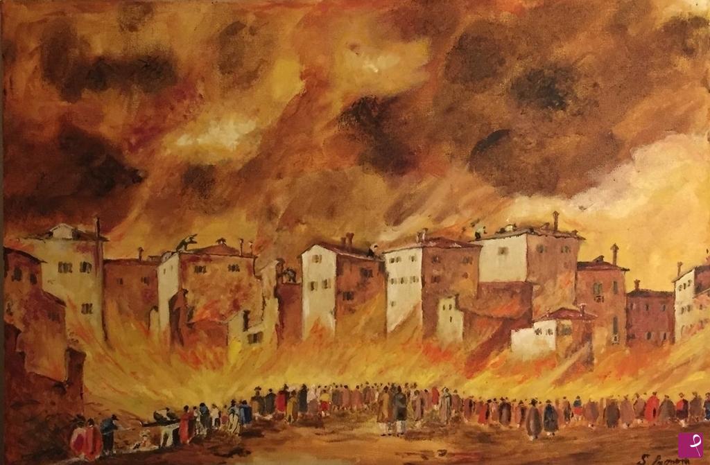 quadri in vendita online - incendio a veneziaa