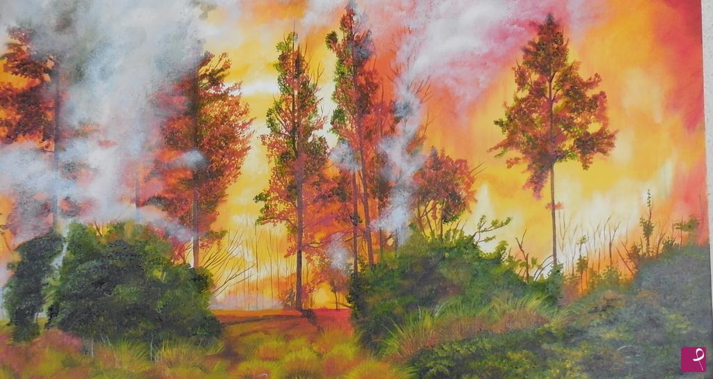 quadri in vendita online - incendio nel bosco