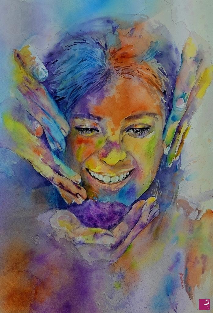 quadri in vendita online - India Holi Festival of colors