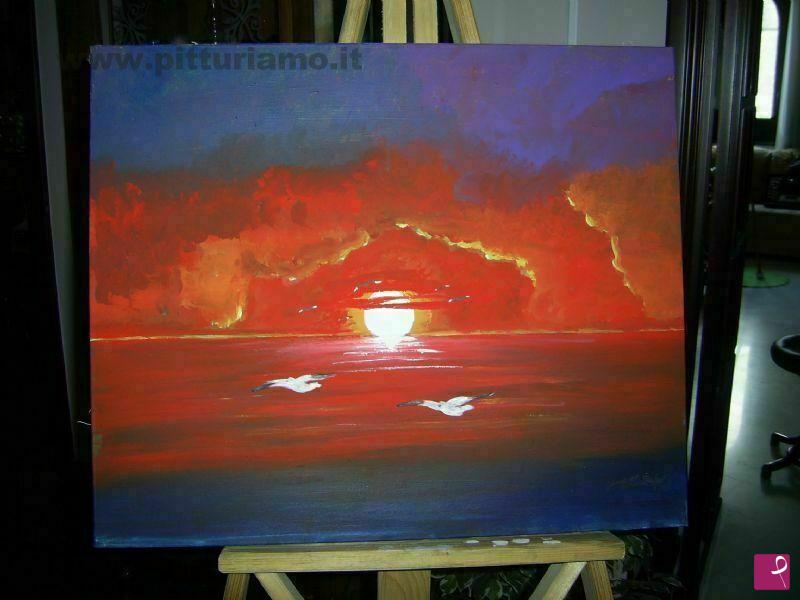 quadri in vendita online - Infuocato tramonto