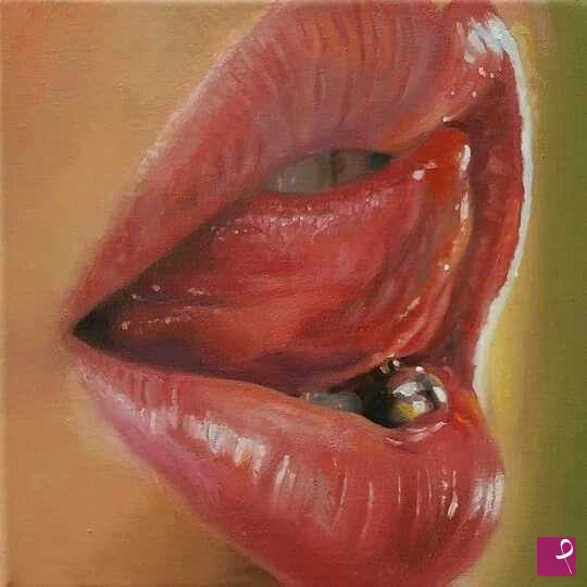quadri in vendita online - Instagram pearcing, olio su tela 2015 