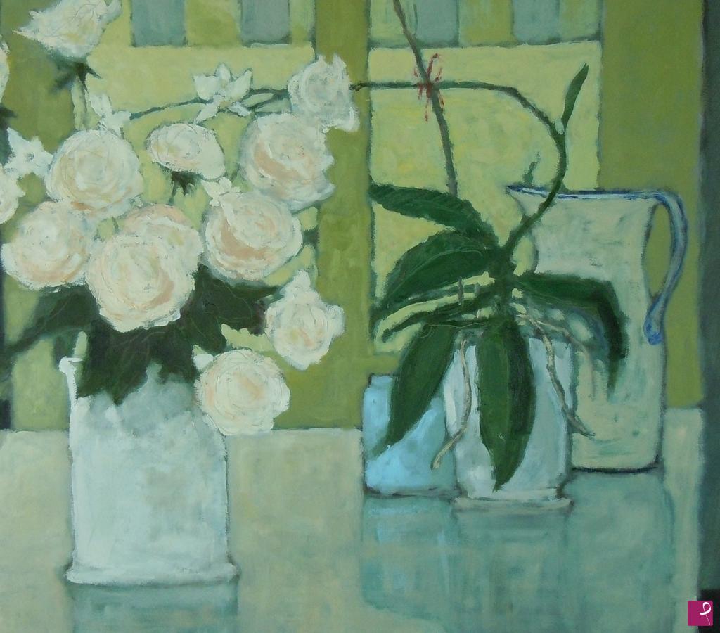 quadri in vendita online - Interno con fiori