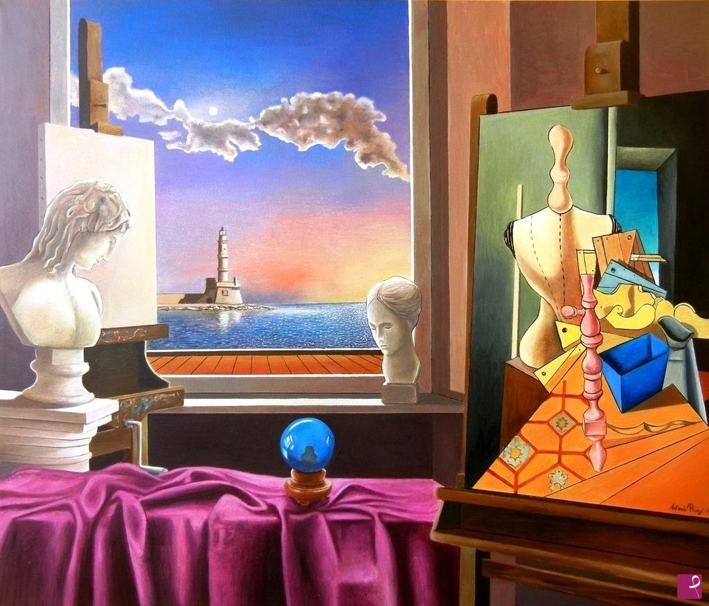 quadri in vendita online - Interno metafisico con sfera