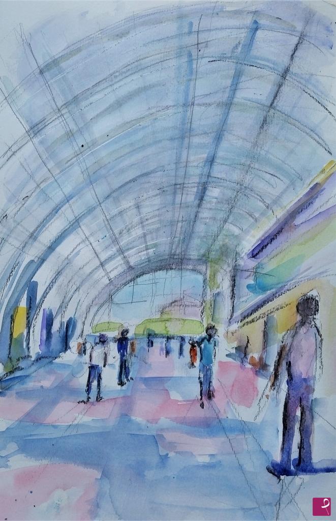 quadri in vendita online - Interno stazione Porta Susa