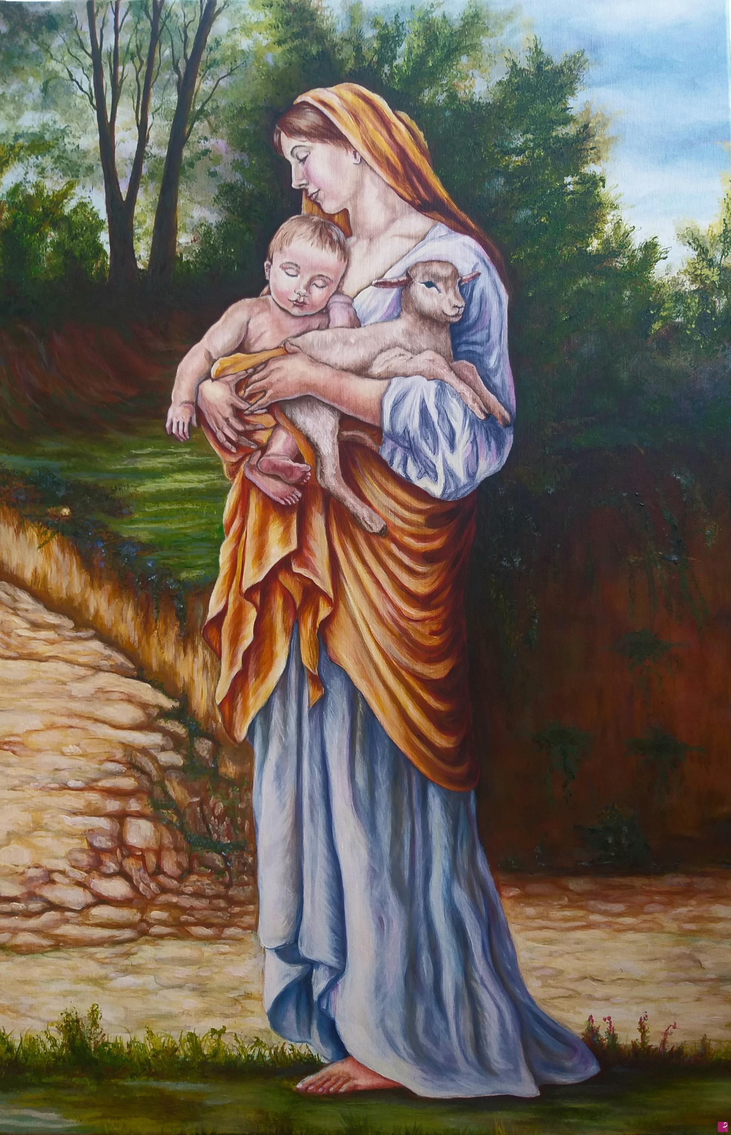 quadri in vendita online -  interpretazione di - Madonna col Bambino e dell'Agnus Dei 