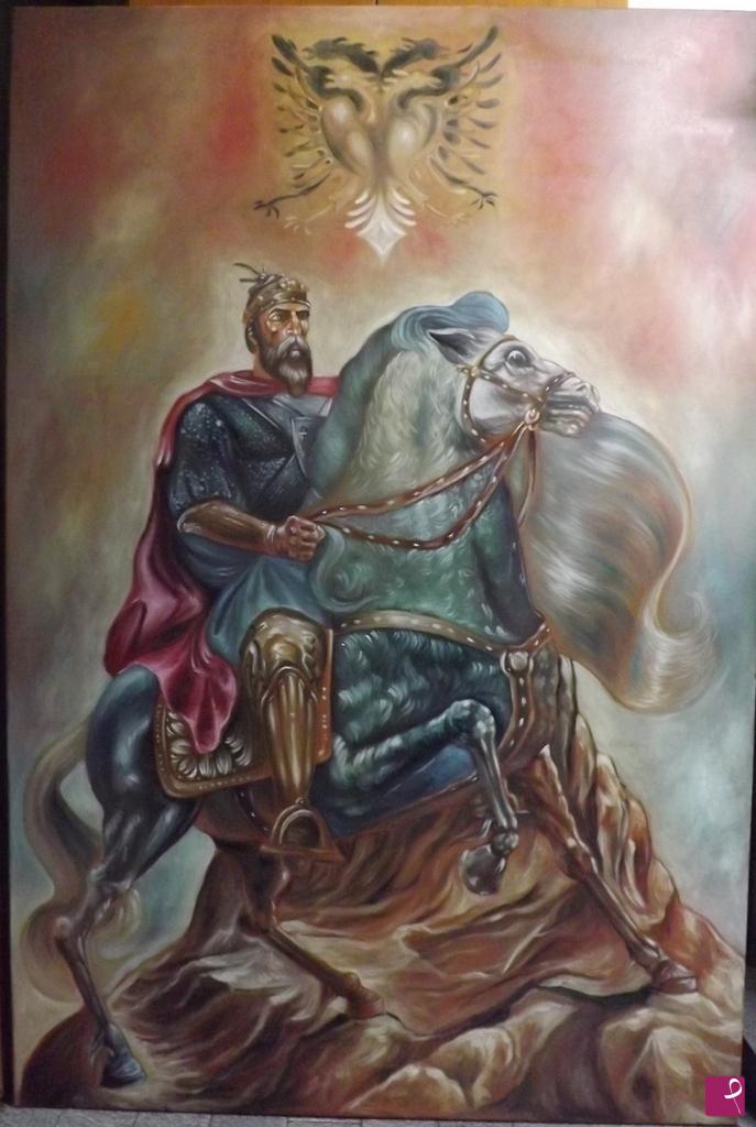 quadri in vendita online - Interpretazione Skanderbeg che guarda l’Arberia