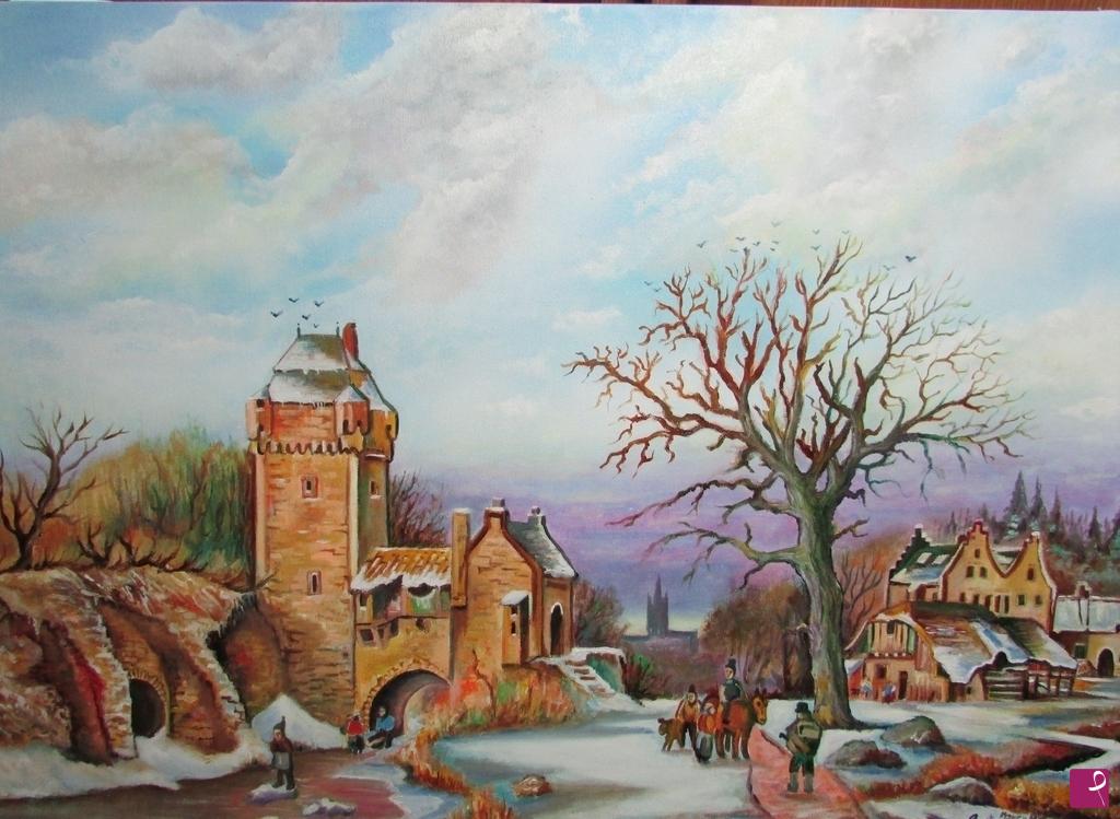 quadri in vendita online - Inverno al castello