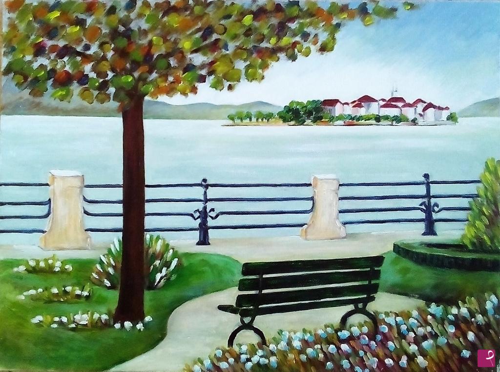 quadri in vendita online - INVERNO CON PANCHINA -  BAVENO (2015)