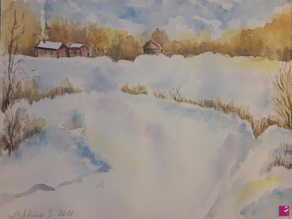 quadri in vendita online - Inverno in campagna