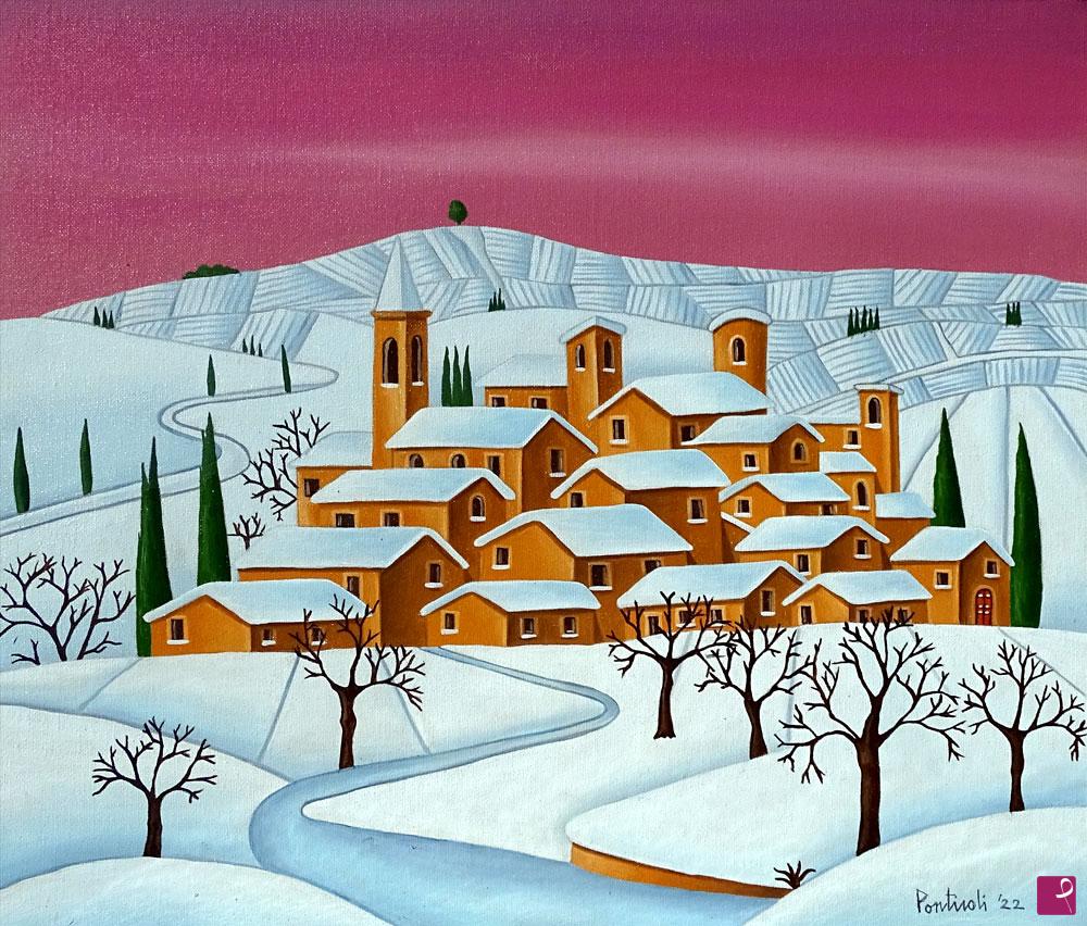 quadri in vendita online - Inverno in collina