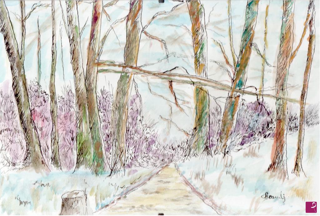 quadri in vendita online - inverno nel parco reale di monza