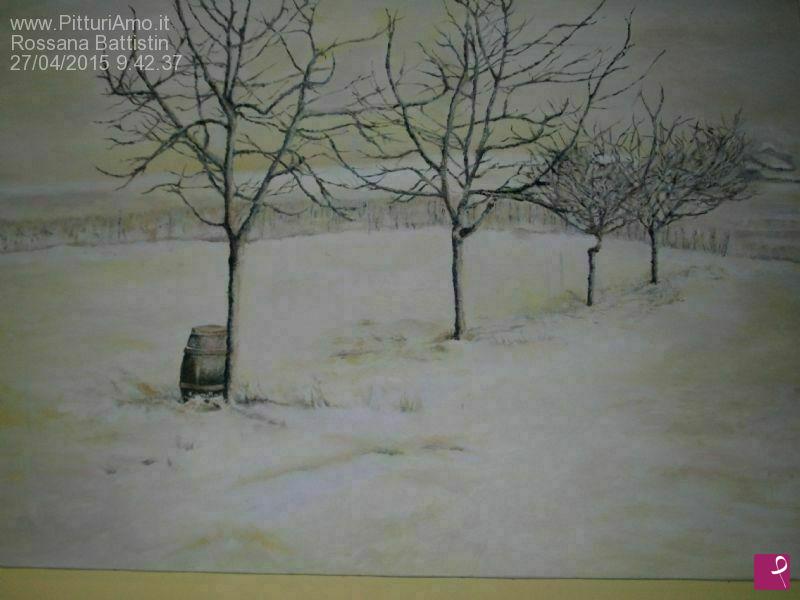 quadri in vendita online - Inverno nel vigneto