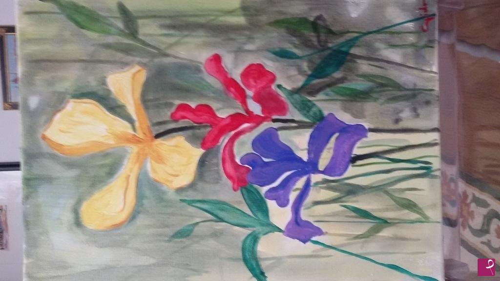 quadri in vendita online - iris giallo rosso e viola