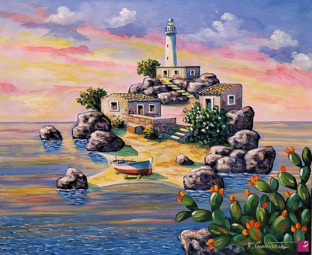 quadri in vendita online - Isola al tramonto