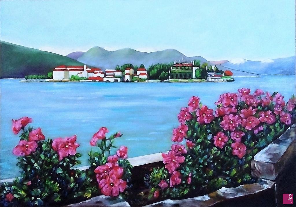 quadri in vendita online -  ISOLA BELLA DAL BALCONE IN FIORE - STRESA  (2016)