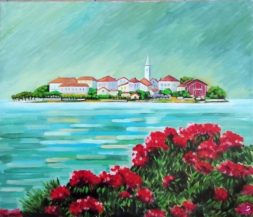 quadri in vendita online - ISOLA DEI PESCATORI  RODODENDRI - STRESA (1991)