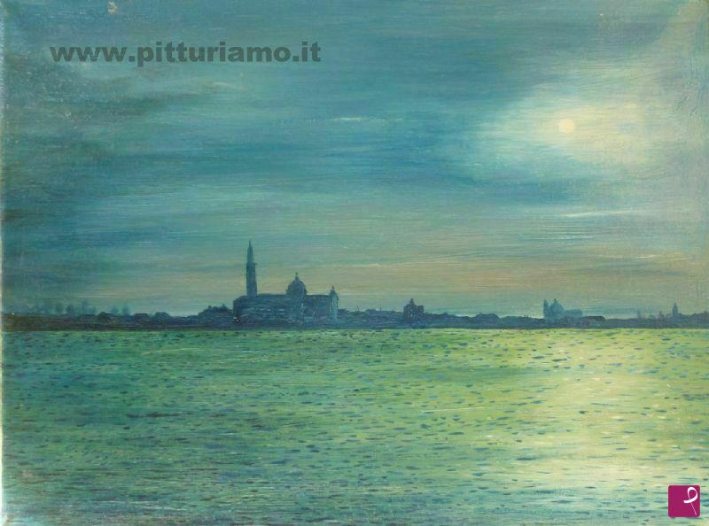 quadri in vendita online - Isola di San Giorgio di notte