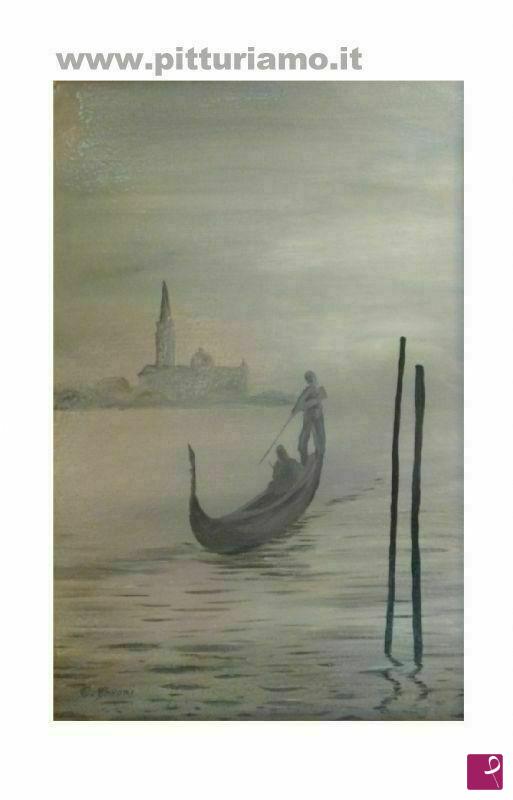 quadri in vendita online - Isola di San Giorgio nella nebbia